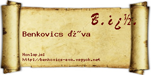Benkovics Éva névjegykártya