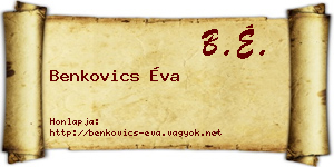 Benkovics Éva névjegykártya