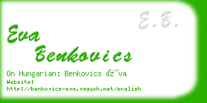 eva benkovics business card